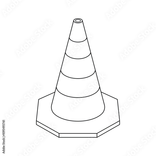 Hand drawn kids drawing traffic cone cartoon isolated