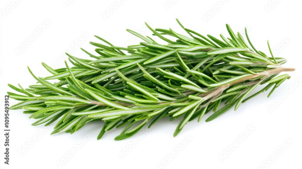A bunch of fresh rosemary with its fragrant green needles and woody stems, Each sprig’s aromatic scent and vibrant color captured with precision A bunch of fresh rosemary with its fragrant green needles and woody stems, Each sprig’s aromatic scent and vibrant color captured with precision