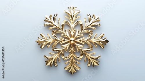 3D golden chrome snowflake for Christmas decoration