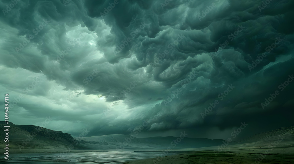 Obraz premium Dramatic Stormy Landscape Illustration