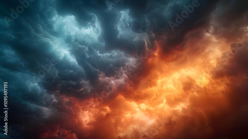 Fiery Storm Clouds Abstract Background Image