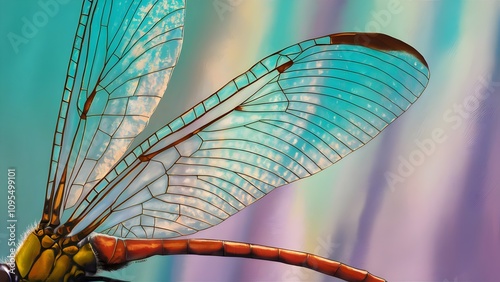 Dragonfly Wing Close-Up with Iridescent Details