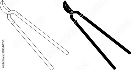 outline silhouette Bypass loppers icon set