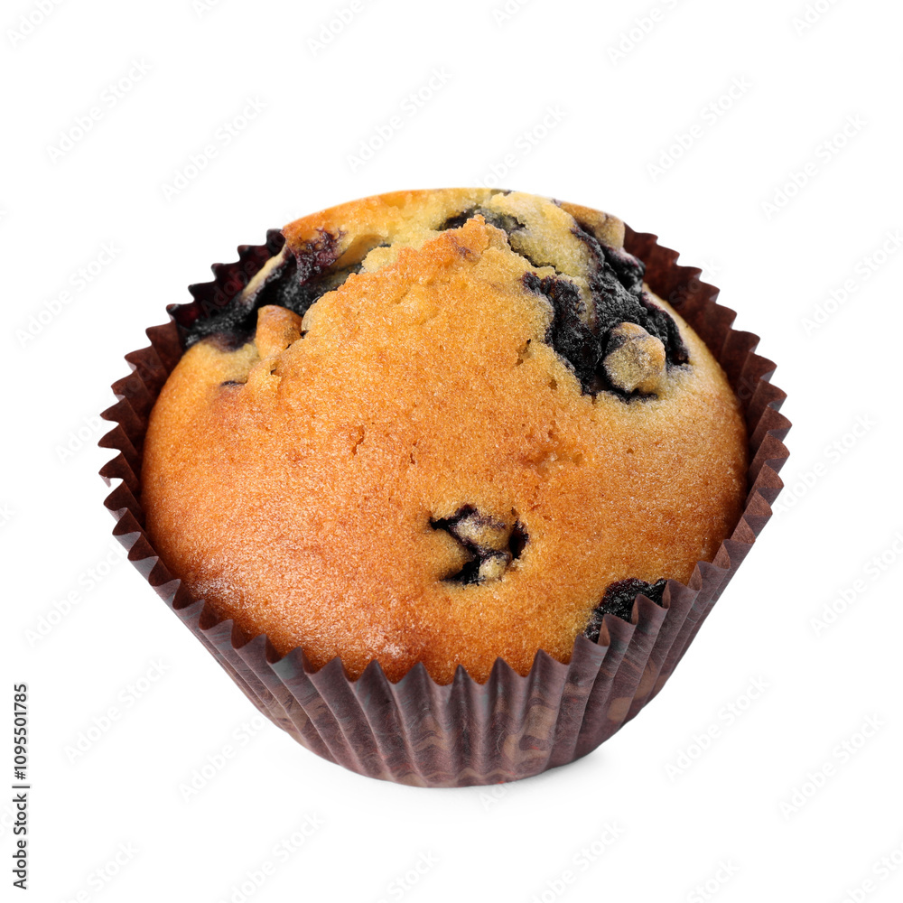 Delicious sweet muffins with blueberry isolated on white Delicious sweet muffins with blueberry isolated on white