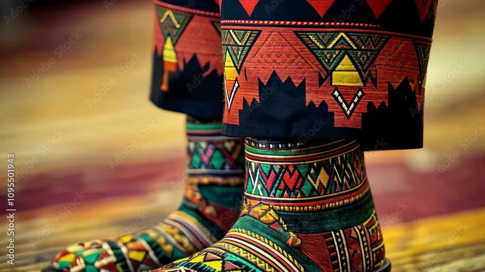 Vibrant african patterned shoes, traditional kente design, celebrating cultural heritage and unity for kwanzaa