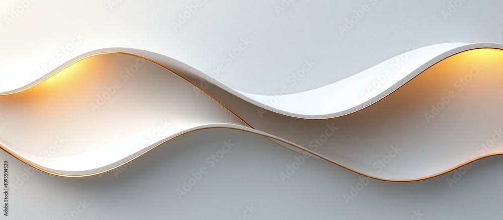 Obraz premium White and gold wave with a light shining on it. The light is on the left side of the wave