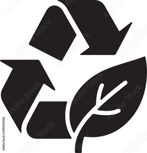 Illustration of a recycling symbol made of leaves