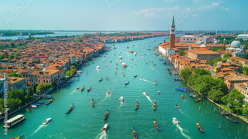 Venice inspired city on water view, culture and travel concept 