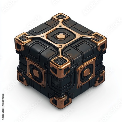 Futuristic black and gold m...