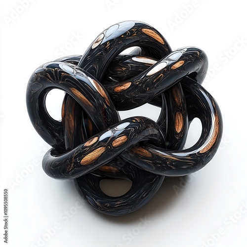 Interwoven black glossy rin...