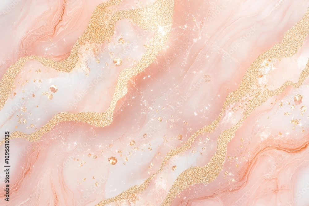 Fototapeta premium Blush Pink and Gold Marble Texture with Soft Glow 