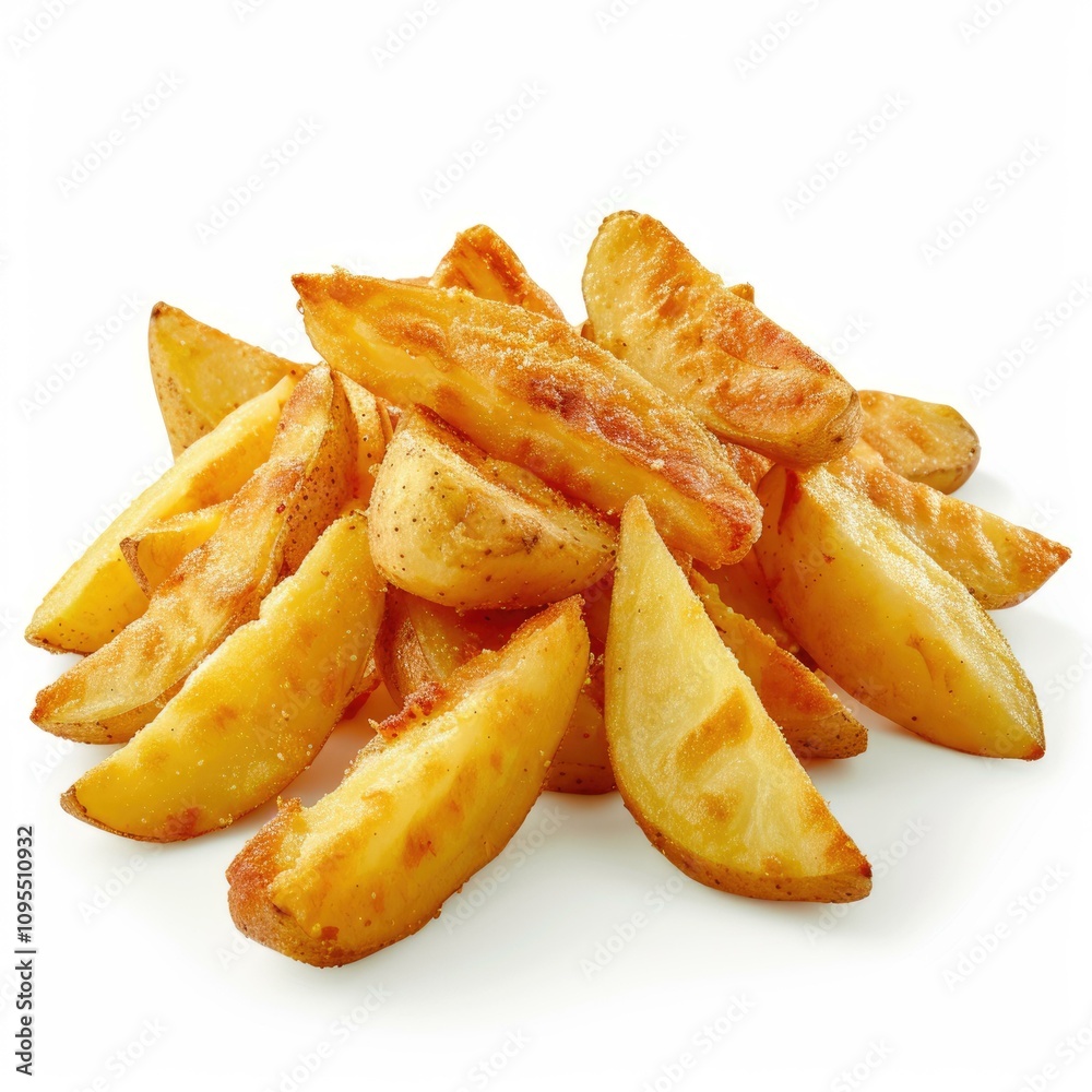 French Fried Potatoes on white background.