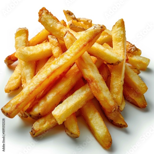 French fries on white background