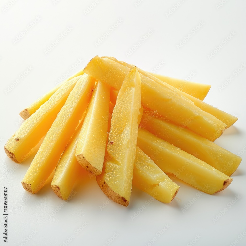 Raw potato strips isolated for French fries. Raw potato strips isolated for French fries.