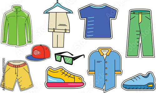 Clothing outfit icon stickers collection