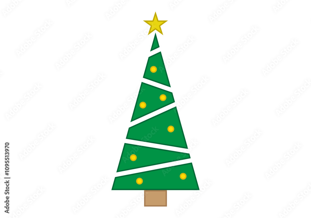 Árbol de navidad con estrella en fondo blanco Árbol de navidad con estrella en fondo blanco