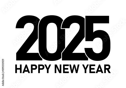 Feliz año nuevo 2025 en texto negro