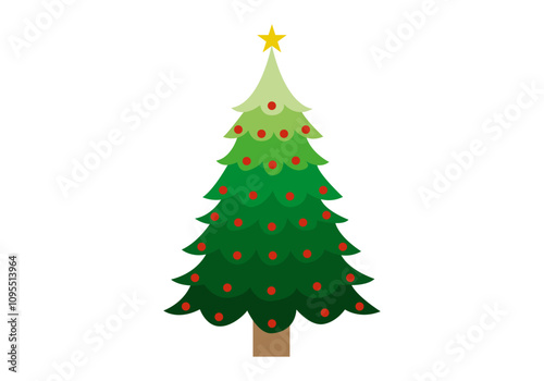 Árbol de navidad verde con bolas de navidad y estrella