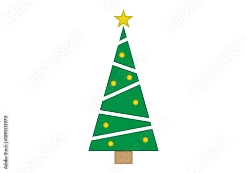 Árbol de navidad con estrella en fondo blanco