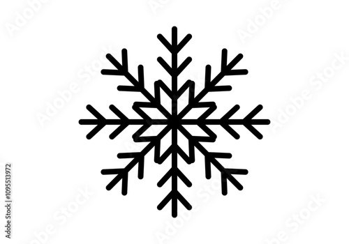 Icono negro de copo de nieve en fondo blanco