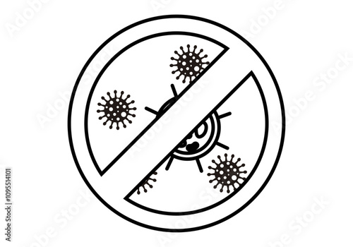 Icono negro de virus prohibidos representando tratamiento infección