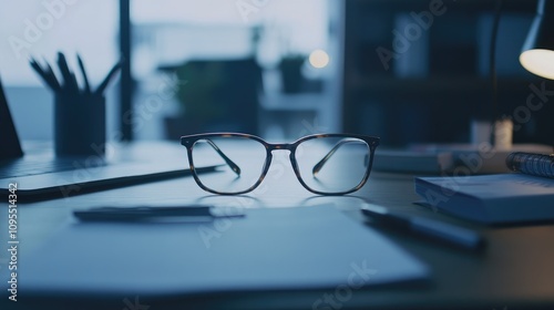 Focused workspace action home office desk setup modern environment close-up view productivity concept