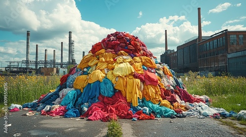 Textile Waste Mountain: A Commentary on Fast Fashion and Industrial Pollution photo