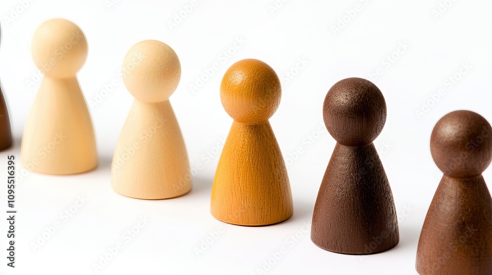Wooden figurines in various shades representing diversity and inclusion. Wooden figurines in various shades representing diversity and inclusion.