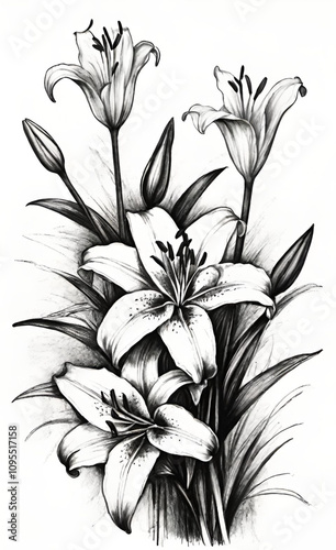 black and white lily