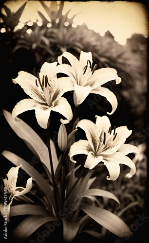 background with lilies