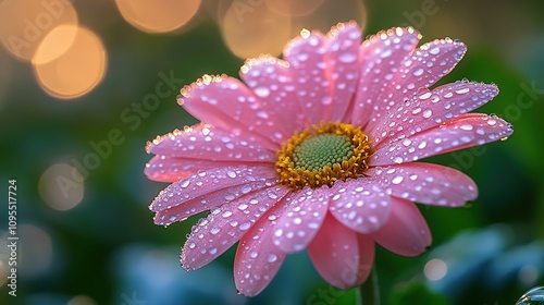 Dew-Kissed Pink Gerbera Daisy: A Symphony of Pink Petals