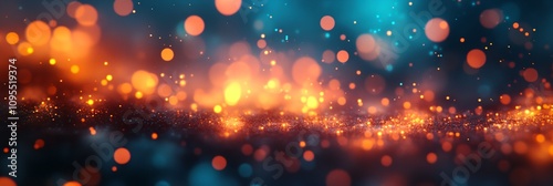 A blurry image of a blue background with orange and yellow dots scattered throughout