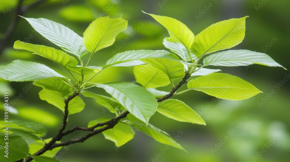 Sunlight Dances on Vibrant Leaves of a Hazel Tree in a Lush Forest Sunlight Dances on Vibrant Leaves of a Hazel Tree in a Lush Forest