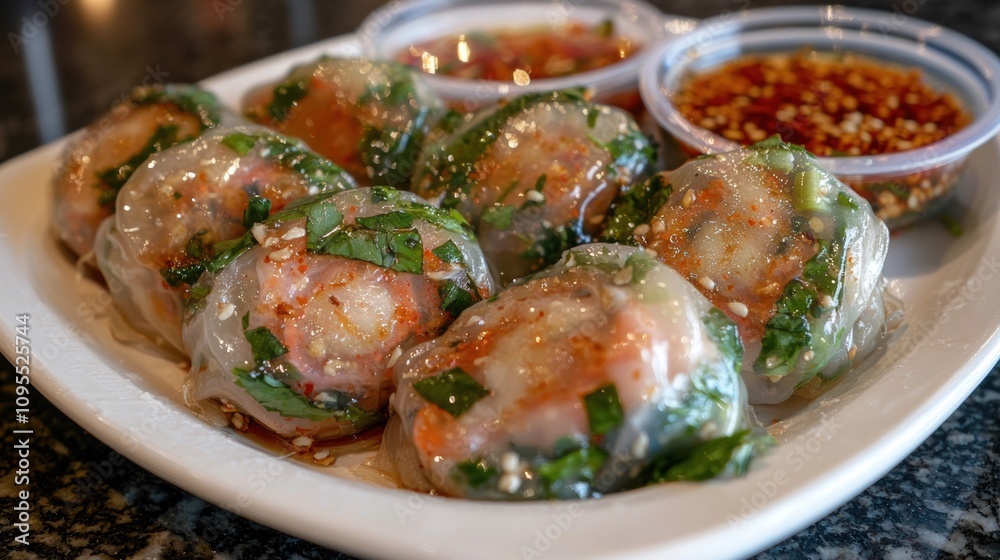 Delicious shrimp spring rolls local asian restaurant food photography cozy environment close-up view culinary delight for food lovers Delicious shrimp spring rolls local asian restaurant food photography cozy environment close-up view culinary delight for food lovers