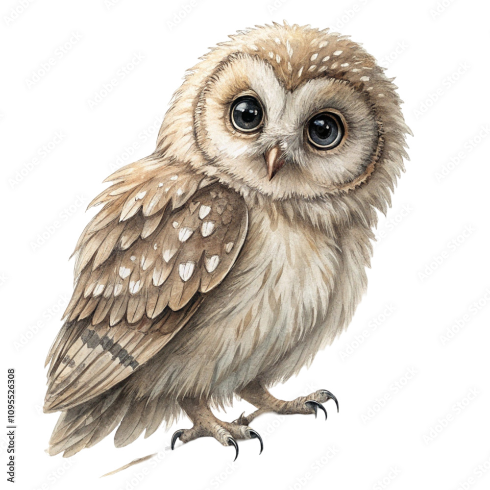 Fototapeta premium Cute owl bird in flat cartoon style