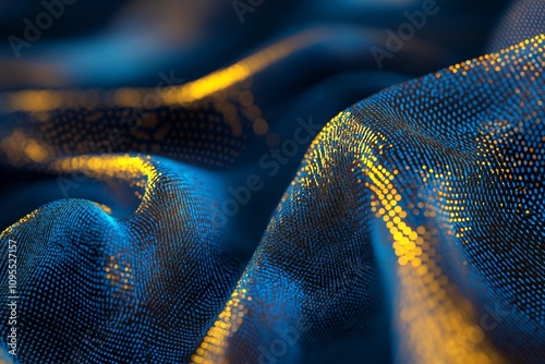 Futuristic representation of textile technology and digital material design. Suitable for innovation and modern concepts