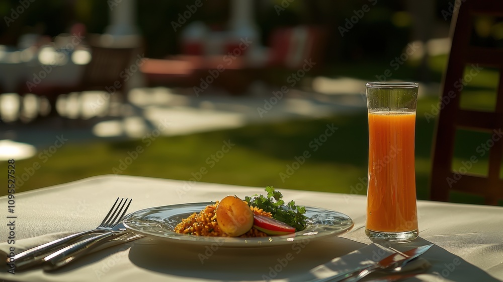 Delightful breakfast experience outdoor garden food presentation sunny ambiance close-up view culinary delight Delightful breakfast experience outdoor garden food presentation sunny ambiance close-up view culinary delight