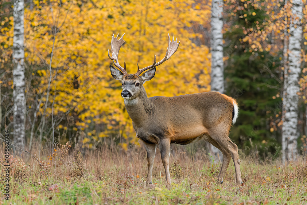 Majestic Deer in Autumn Wilderness with Lush Foliage, Golden Hour Lighting, and Serene Landscape for Wildlife Photography, Nature Art, and Seasonal Themes Majestic Deer in Autumn Wilderness with Lush Foliage, Golden Hour Lighting, and Serene Landscape for Wildlife Photography, Nature Art, and Seasonal Themes