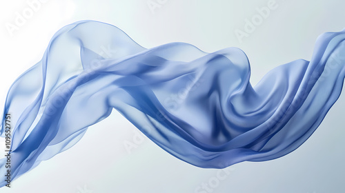 Whispers of Lightness: Close-Up of Blue Fabric Flowing in Gentle Motion