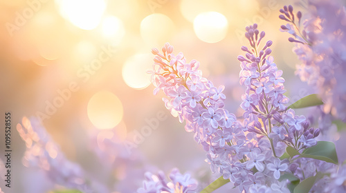 Lilac Dreamscape: A Panoramic View of Blossoms in Golden Hour Glow