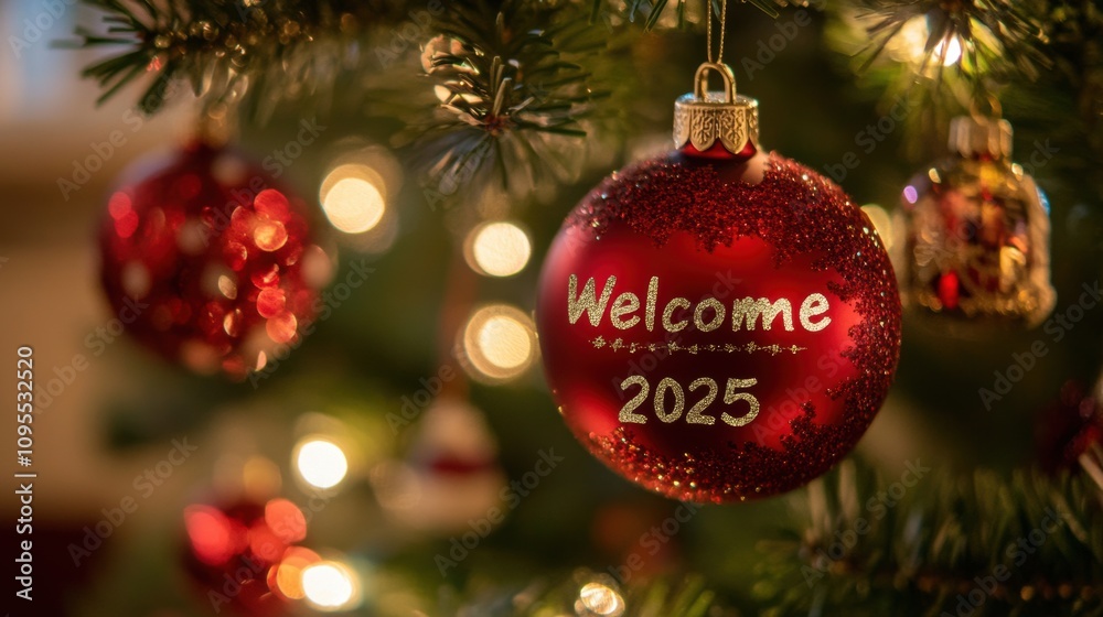 Cozy Christmas Tree with Welcome Ornaments Cozy Christmas Tree with Welcome Ornaments