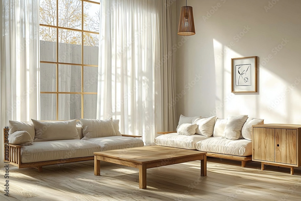 Minimalist, modern Scandinavian interiors in living rooms with sofas and wood furniture. Generative AI
Minimalist, modern Scandinavian interiors in living rooms with sofas and wood furniture. Generative AI