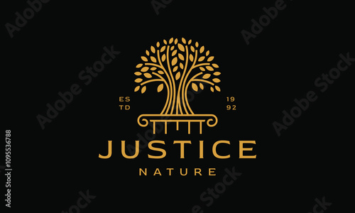 Elegant and Luxurious Justice Tree Logo Design