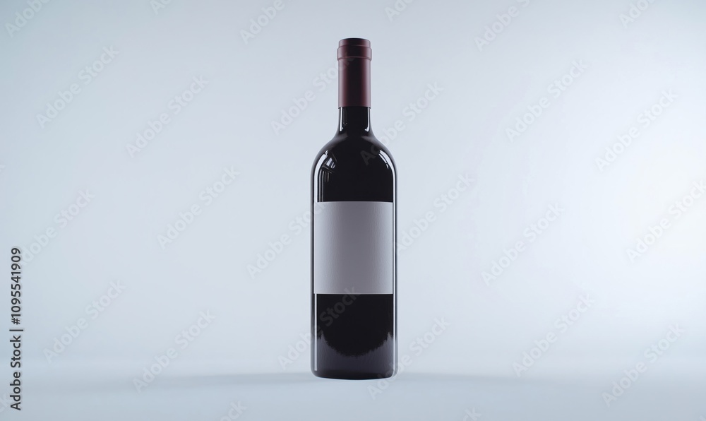 Wine bottle, sleek design, dark glass, blank label, minimalist style, studio lighting, isolated background