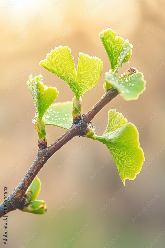 Ginkgo biloba plant leaf closeup view. Ginkgo biloba plant leaf closeup view.