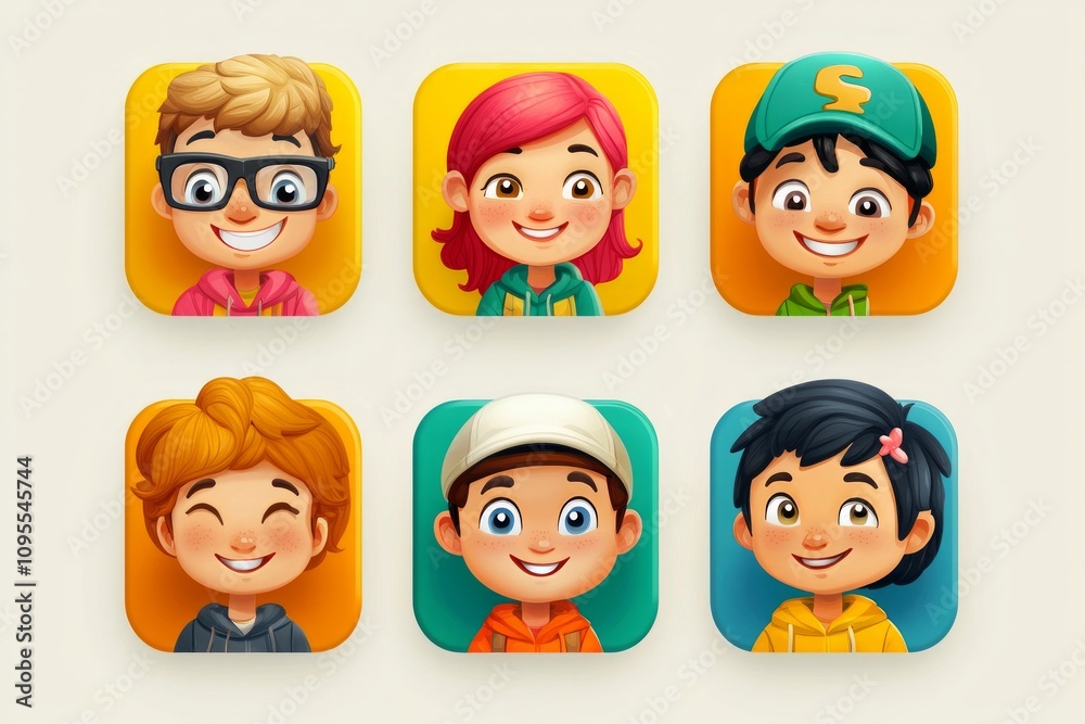 Playful People Character Icons for children, with friendly and inviting expressions. Playful People Character Icons for children, with friendly and inviting expressions.