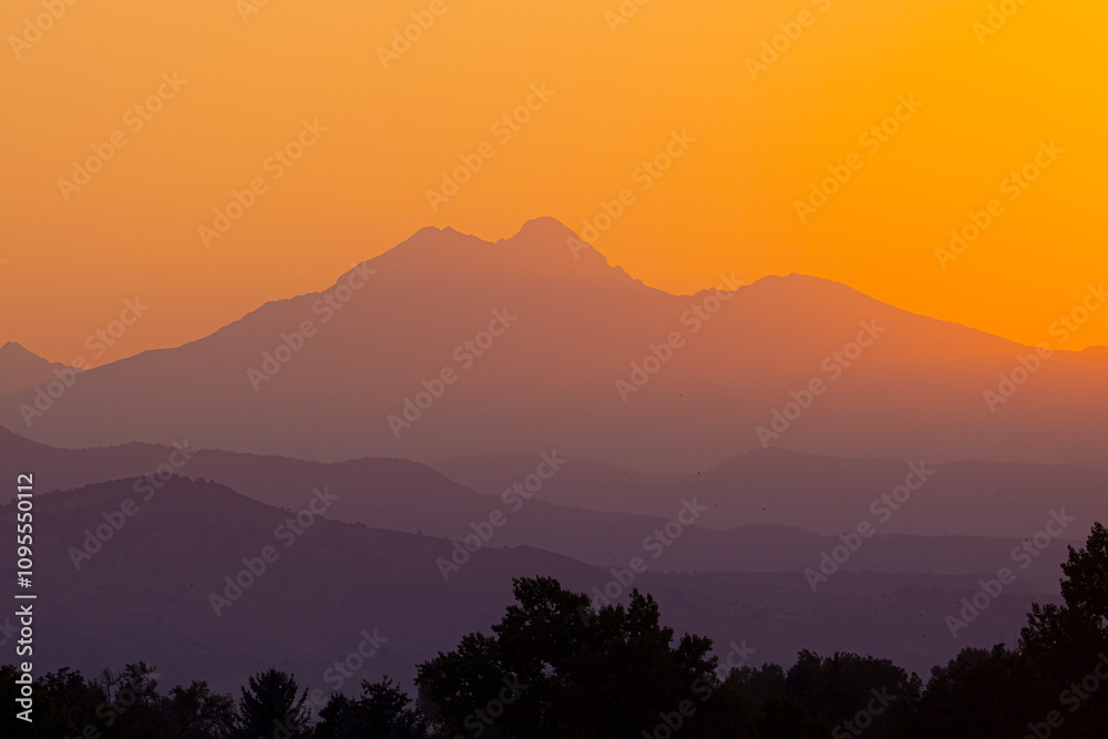Sunset over Layered Mountains