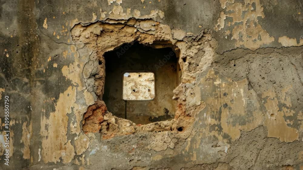 Intriguing scene of a wall with a unique hole, offering a glimpse into the unknown, Ai Generated.