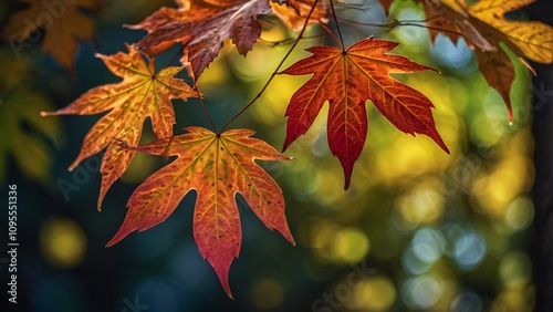 Vibrant autumn leaves showcasing rich colors against a blurred background.