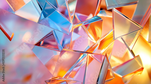 A kaleidoscope of shimmering shards of glass reflecting a symphony of iridescent hues